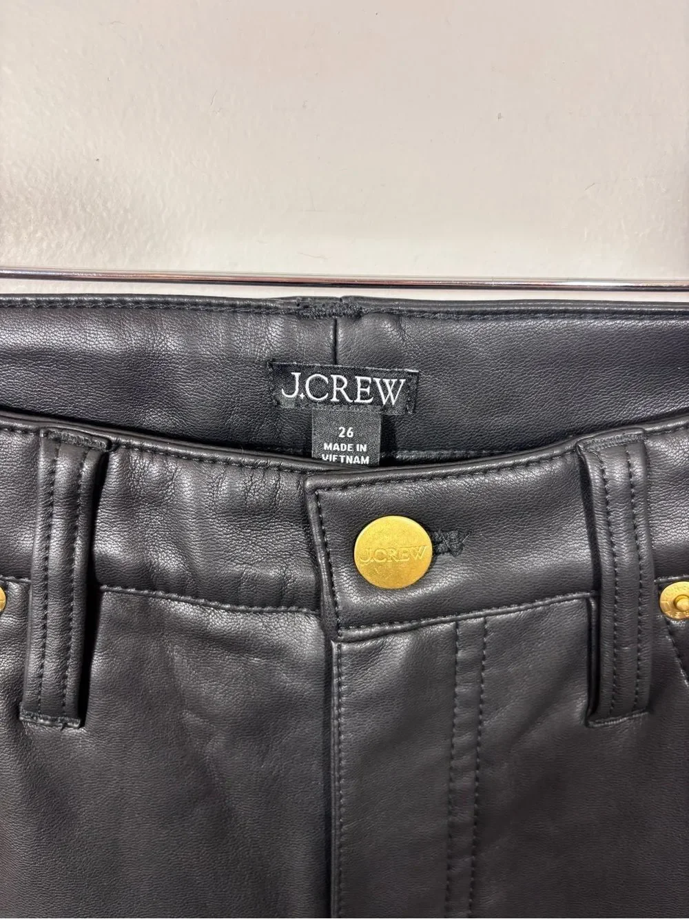 J Crew High-rise bootcut pant in faux leather NWT 26 Black Classic CC485